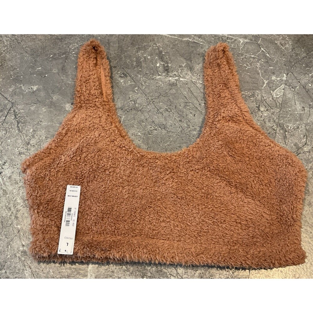 NWT VS PINK Co-zzzy Fleece Leisure Bralette Toffee Size Large